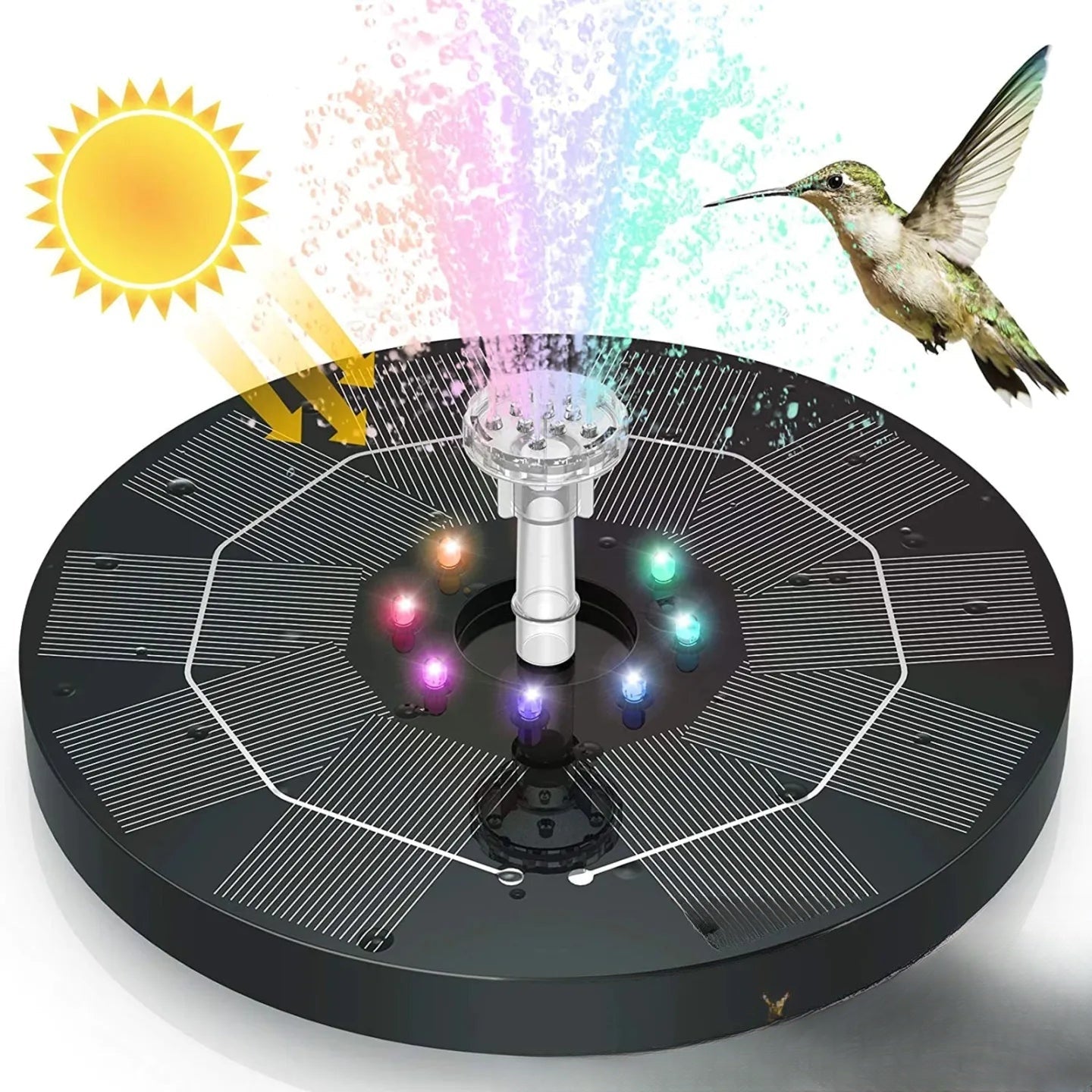 Fontaine solaire lumineuse flottante LED pour bassin
