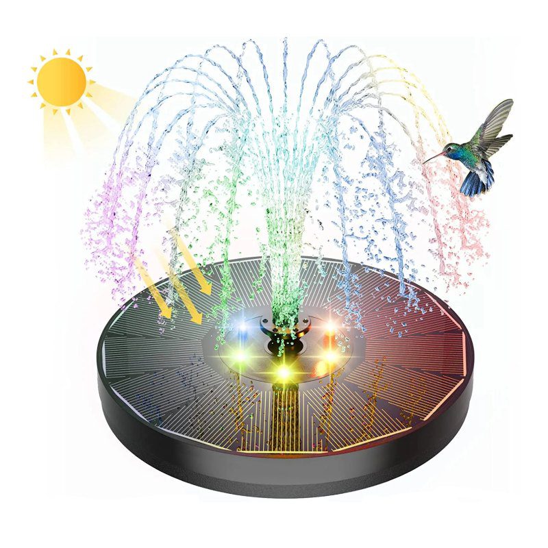 Fontaine solaire lumineuse flottant sur un bassin
