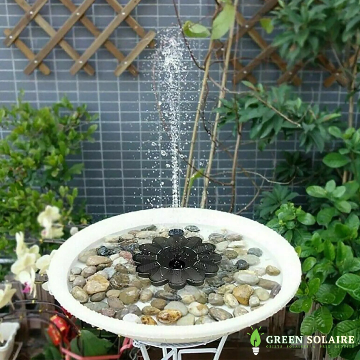Fontaine Solaire Suspendue Pour Oiseaux - Bol De Bain 23,5 Cm Avec Pompe Solaire