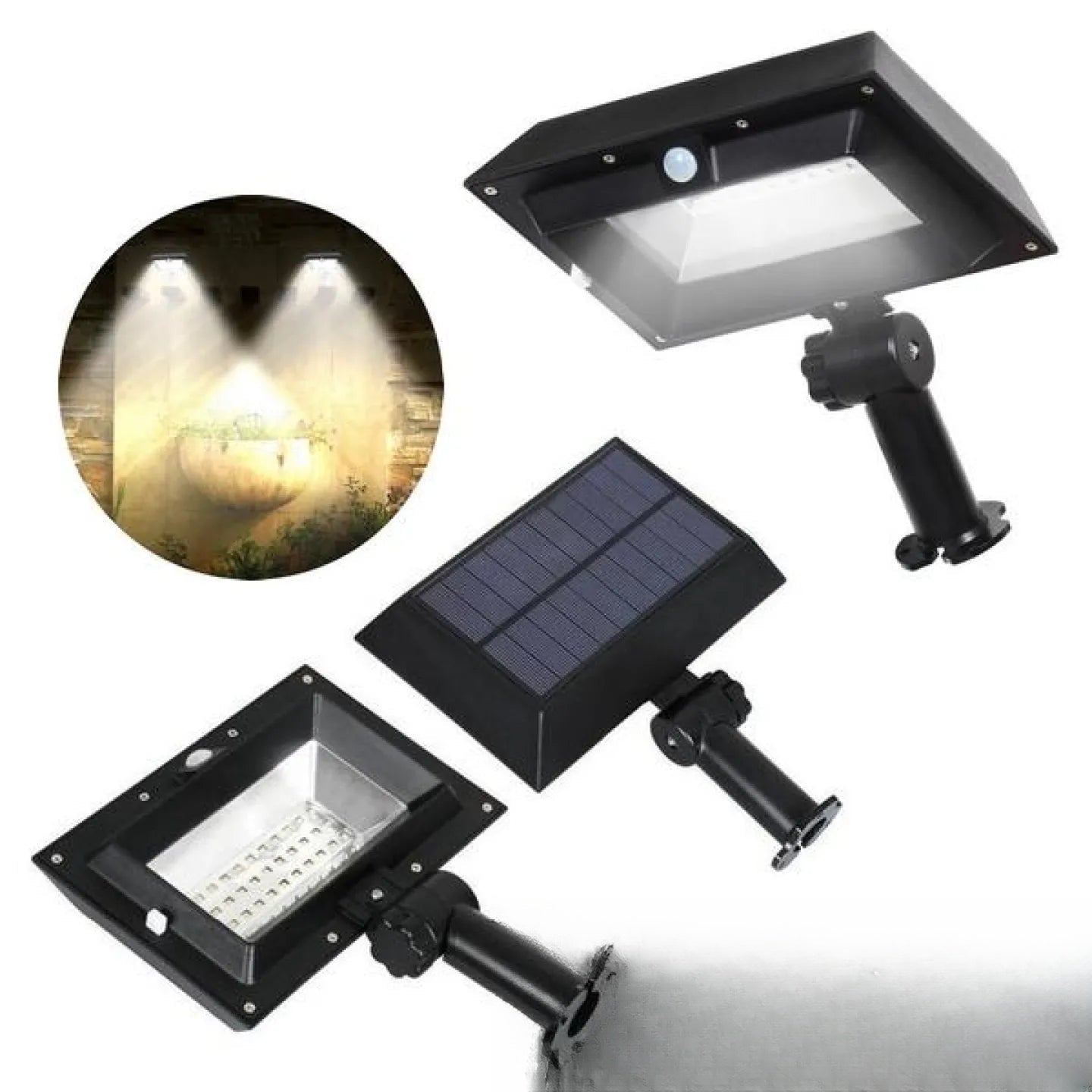 Lampe solaire puissante de gouttière carrée noire