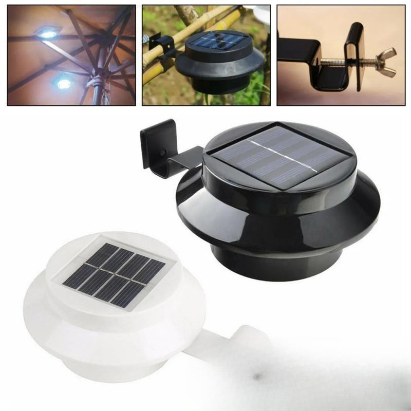 Lampe solaire pour gouttière LED extérieure murale - vue produit noir et blanc