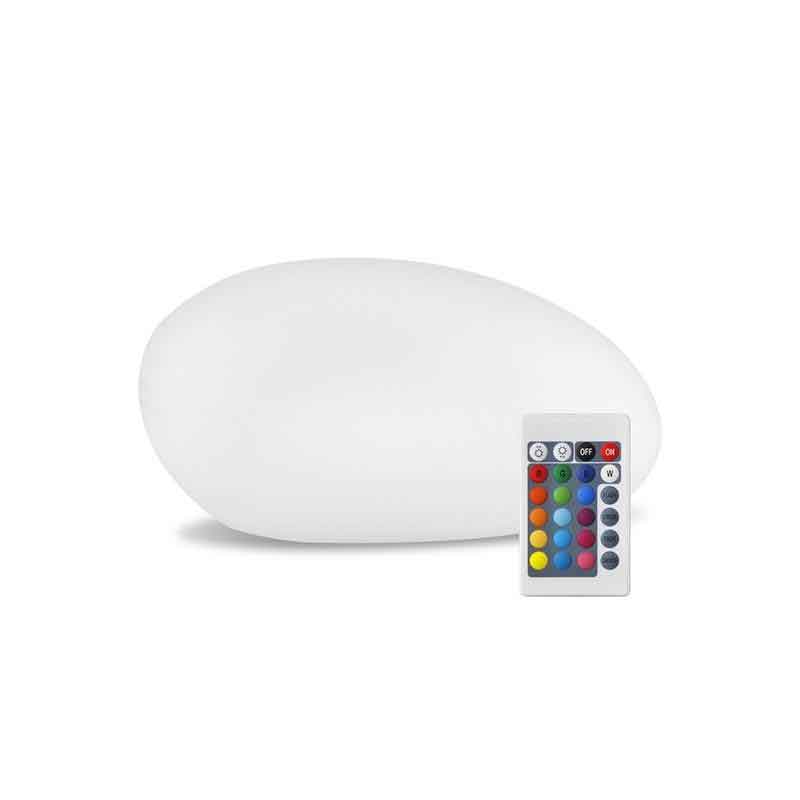Lampe solaire jardin grand galet LED multicolore