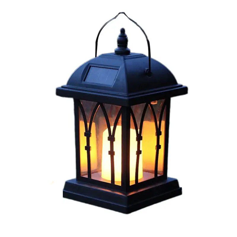 Grosse lanterne solaire vintage noire