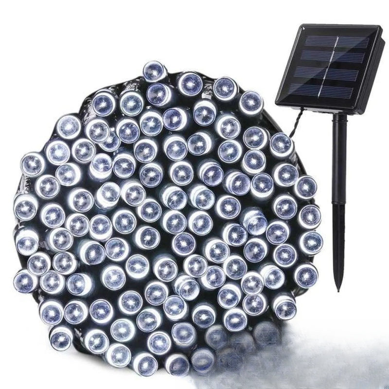 Guirlande solaire LED blanc 22m pour jardin