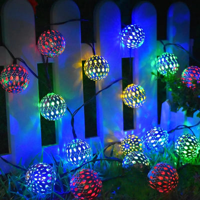 Guirlande Solaire Boule Marocaine LED Décorative Multicolore