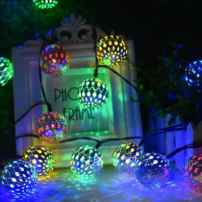 Guirlande Solaire Boule Marocaine LED Décorative – éclairage LED allumé de nuit