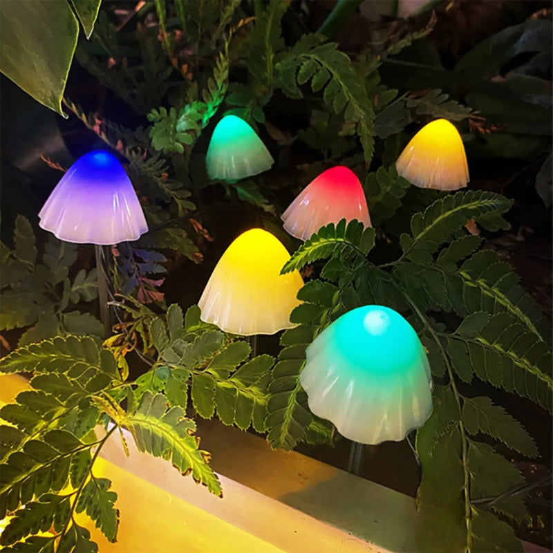 Guirlande lumineuse solaire champignon décorative jardin blanc chaud