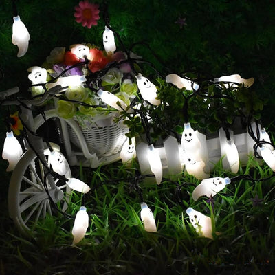 Guirlande Solaire Fantôme LED Blanc Halloween