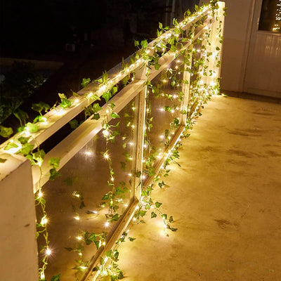 Guirlande Lumineuse Feuille d'Automne Solaire LED Jardin – recharge solaire autonome, sans fil
