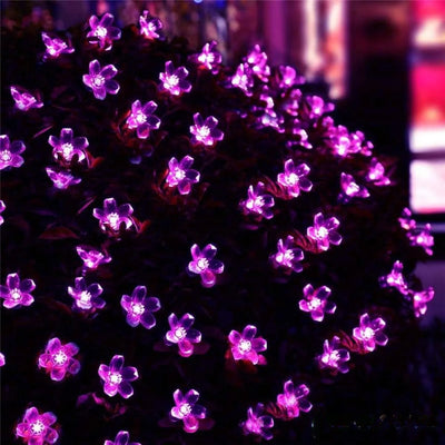 Guirlande Solaire LED Fleurs 7m Jardin Violet