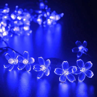 Guirlande Solaire LED Fleurs 7m Jardin Bleu