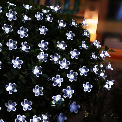 Guirlande Solaire LED Fleurs 7m Jardin Blanc