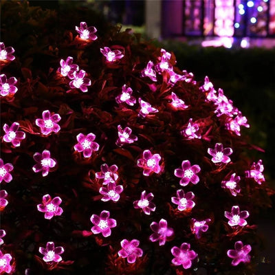 Guirlande Solaire LED Fleurs 7m Jardin Rose