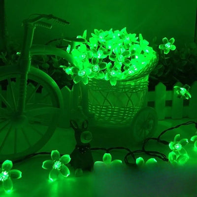 Guirlande Solaire LED Fleurs 7m Jardin Vert