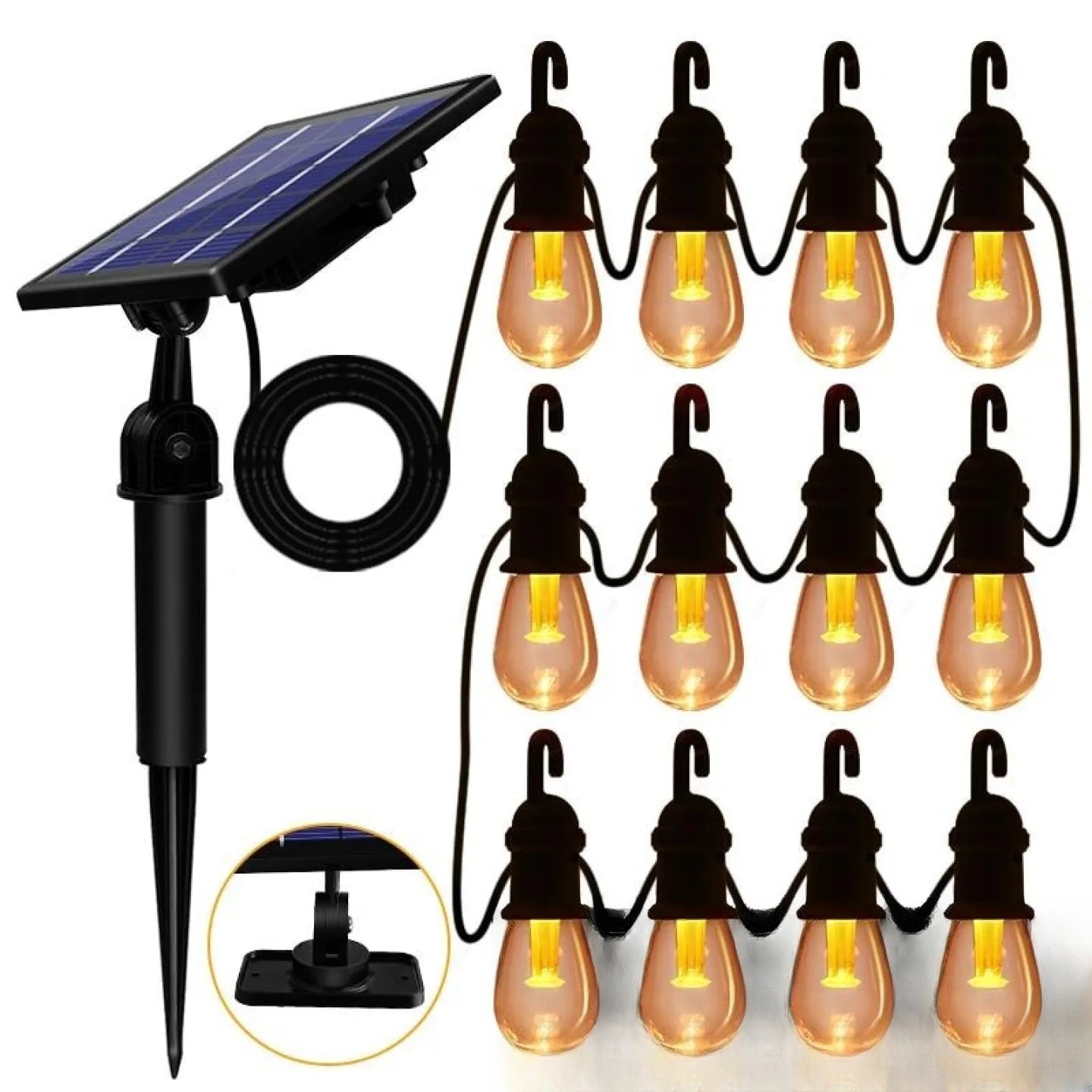 Guirlande solaire ampoule LED guinguette pour jardin - vue produit
