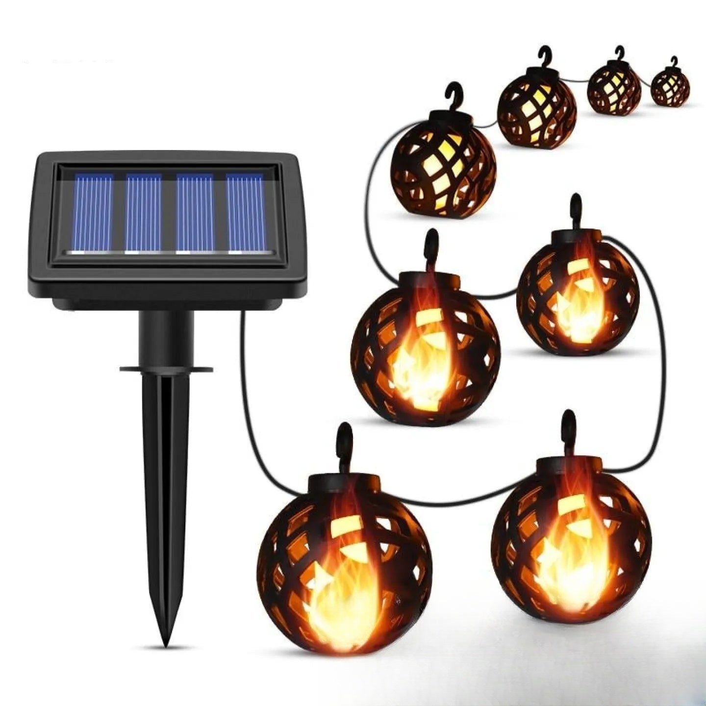 Guirlande solaire effet flamme LED décorative jardin