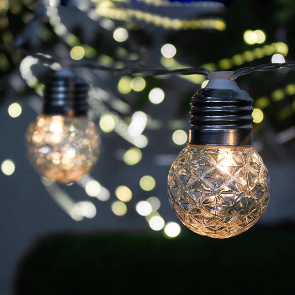 Guirlande solaire boules transparentes LED jardin