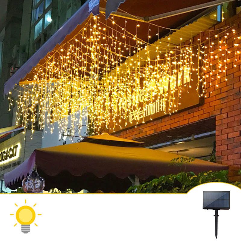 Guirlande solaire 5m 256 LEDs blanc chaud