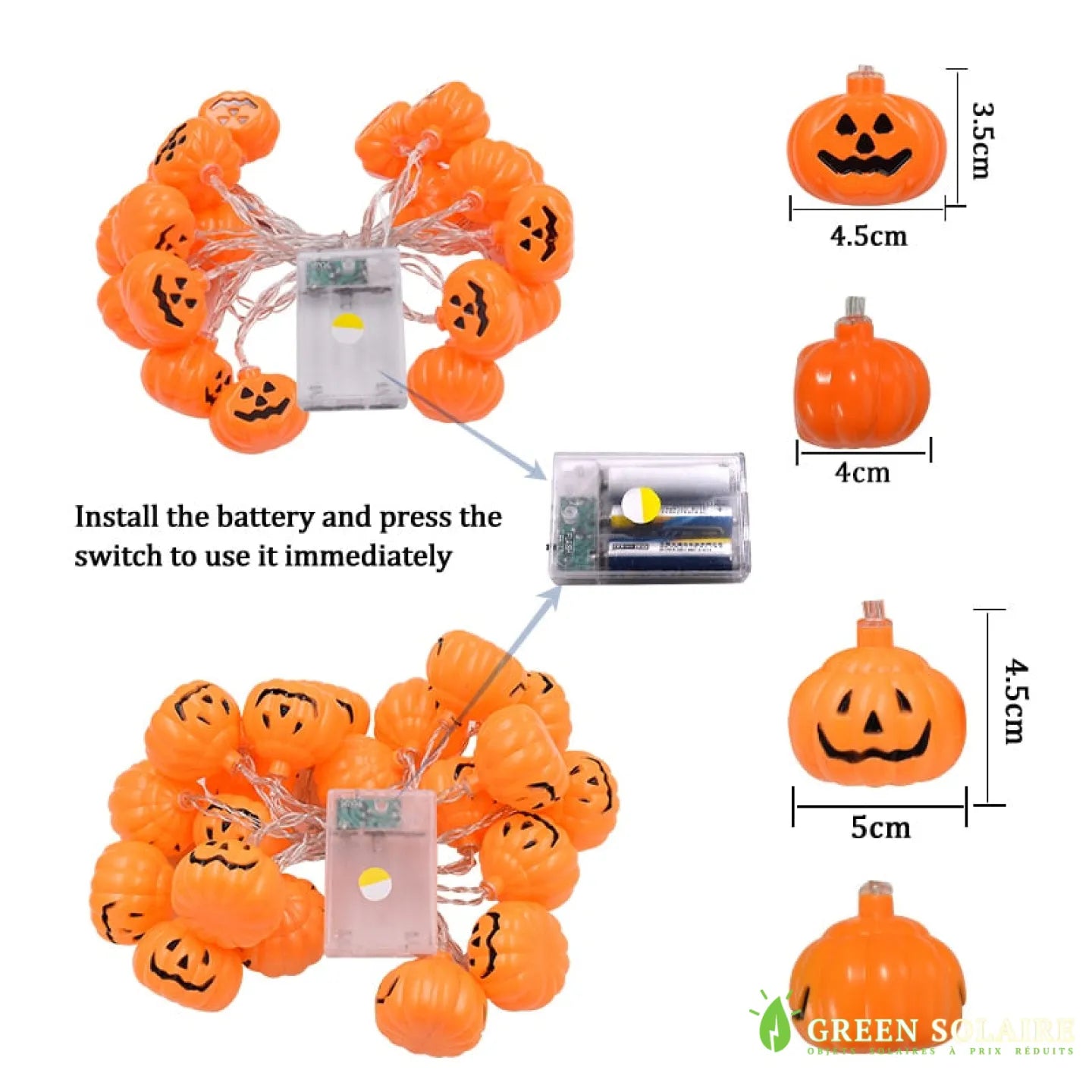 GUIRLANDE SOLAIRE HALLOWEEN CITROUILLE VISAGE