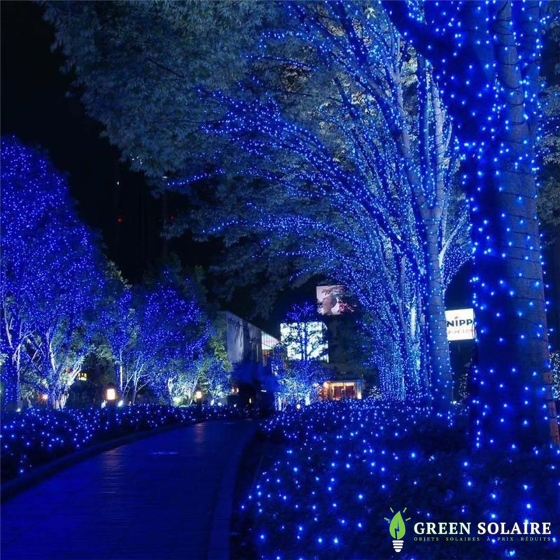 GUIRLANDE SOLAIRE LED BLEU 22M