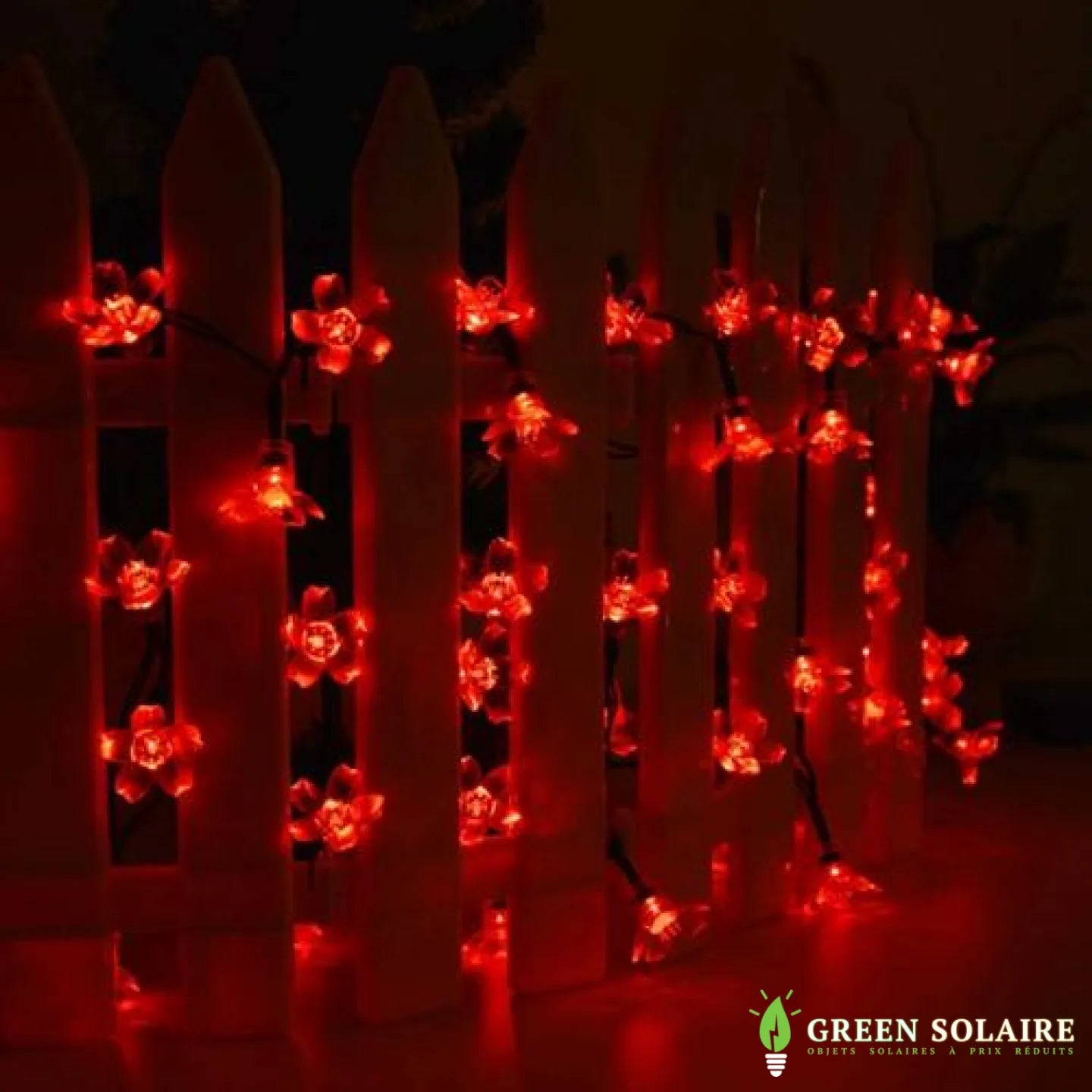 GUIRLANDE SOLAIRE LED FLEURS 7M - ROUGE