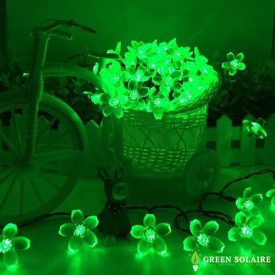 GUIRLANDE SOLAIRE LED FLEURS 7M - VERT