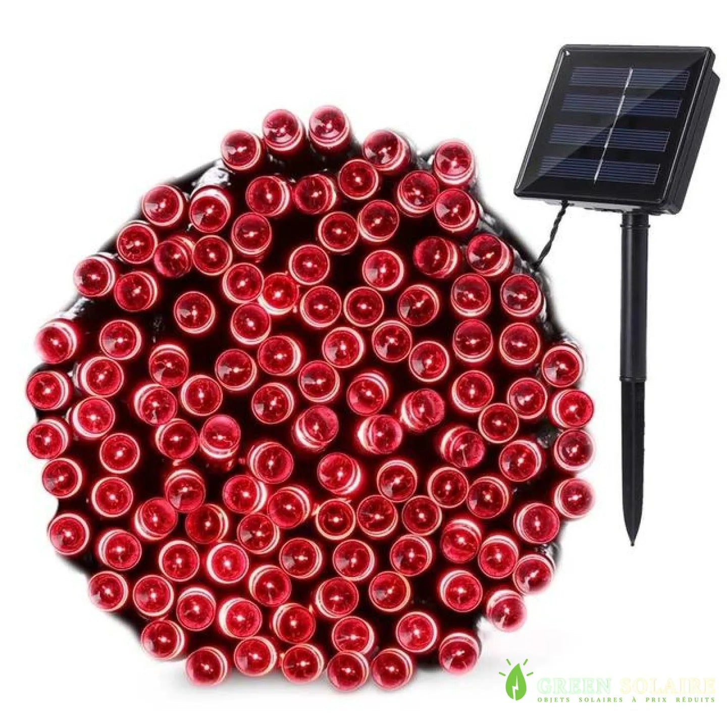 GUIRLANDE SOLAIRE LED ROUGE 22M