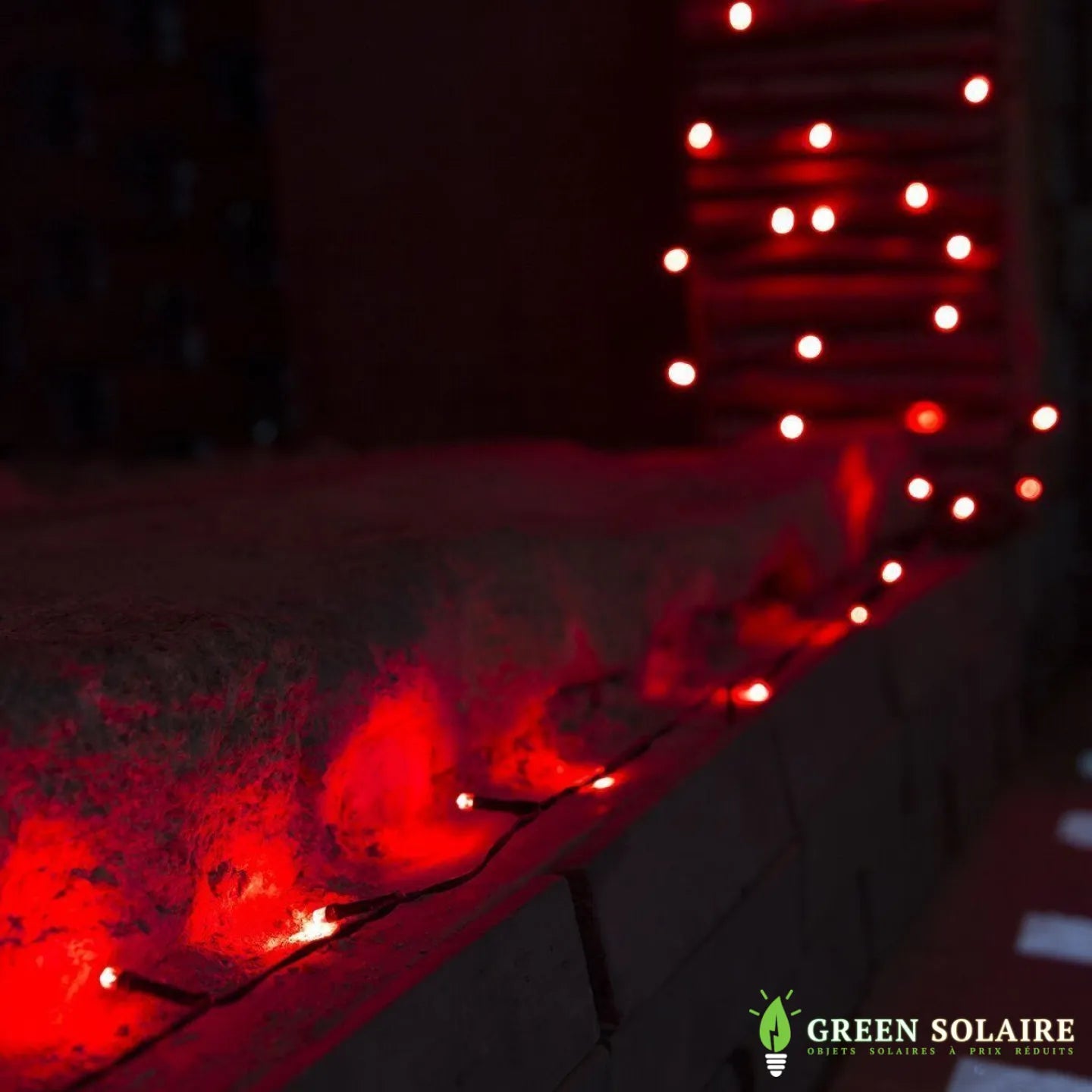 GUIRLANDE SOLAIRE LED ROUGE 22M