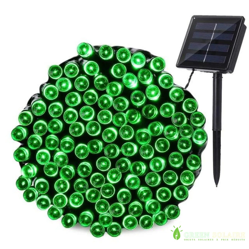 GUIRLANDE SOLAIRE LED VERTE 22M