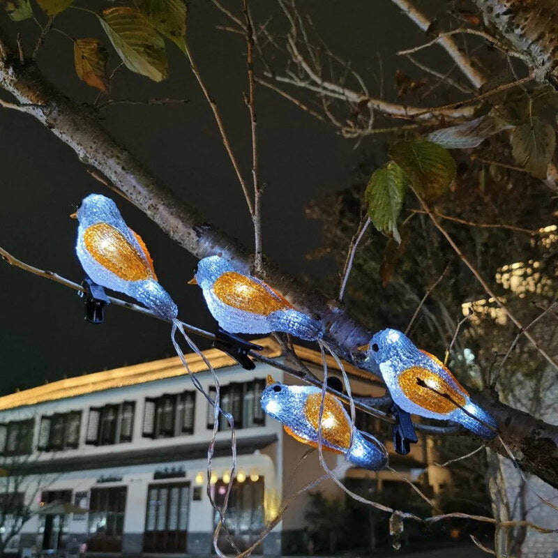 Guirlande solaire lumineuse oiseaux de nuit LED jardin