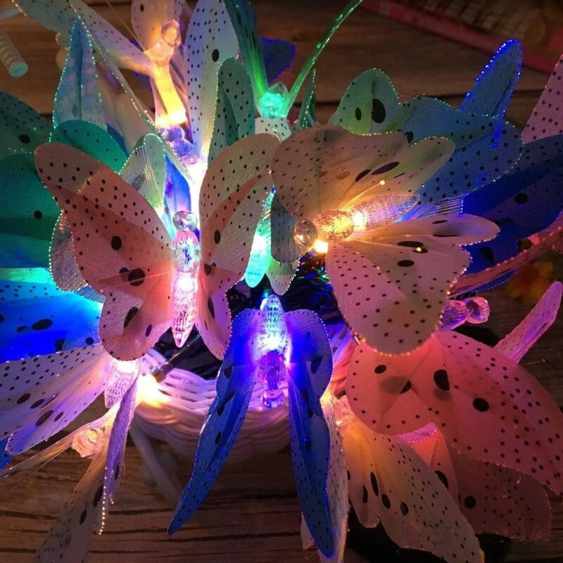 Guirlande Solaire Papillon LED Décorative Multicolore