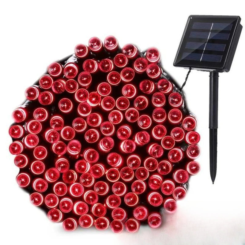 Guirlande Solaire LED Rouge 22m pour Jardin
