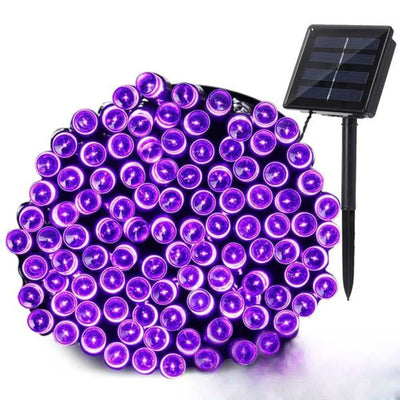 Guirlande Solaire LED Violet 22m pour Jardin – éclairage violet allumé de nuit