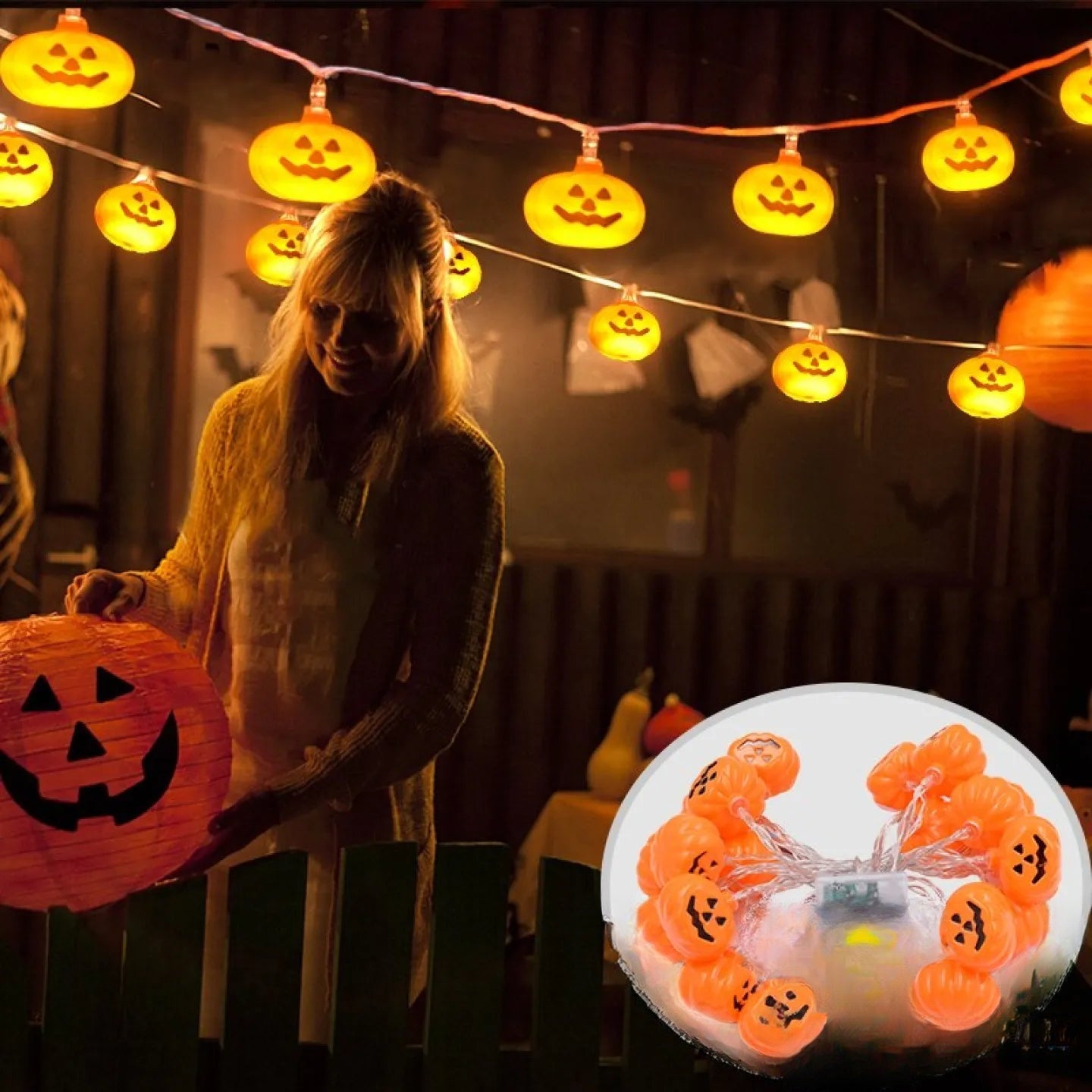 Guirlande Solaire Halloween Citrouille LED Décorative