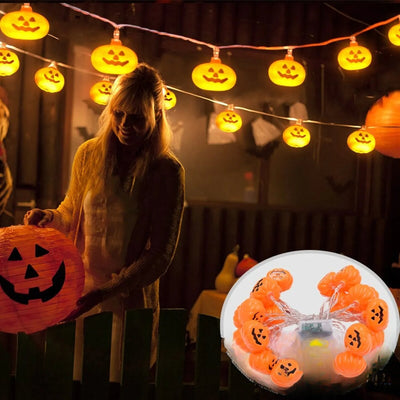 Guirlande Solaire Halloween Citrouille LED Décorative