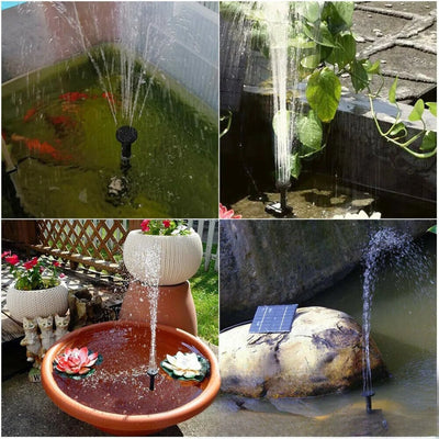 Jet d'eau solaire en fonctionnement dans un bassin