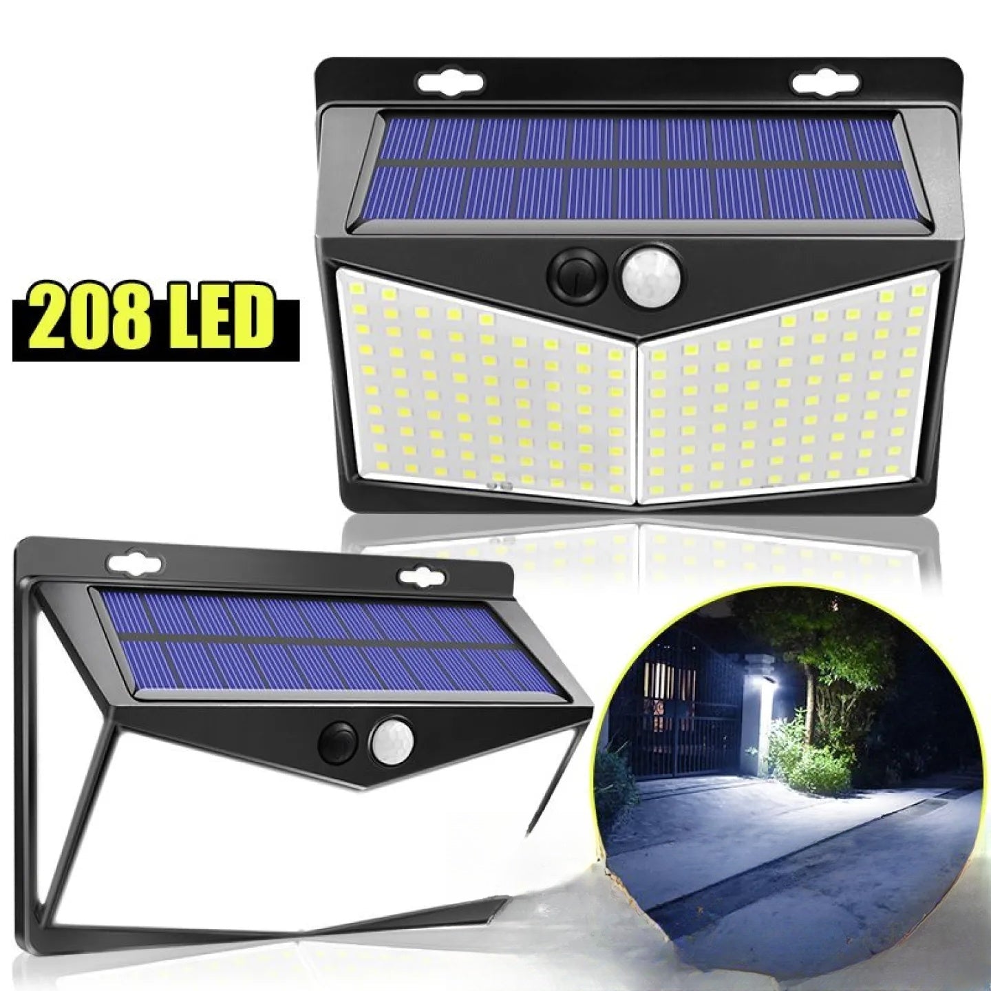 Applique solaire murale 208 LED extérieure