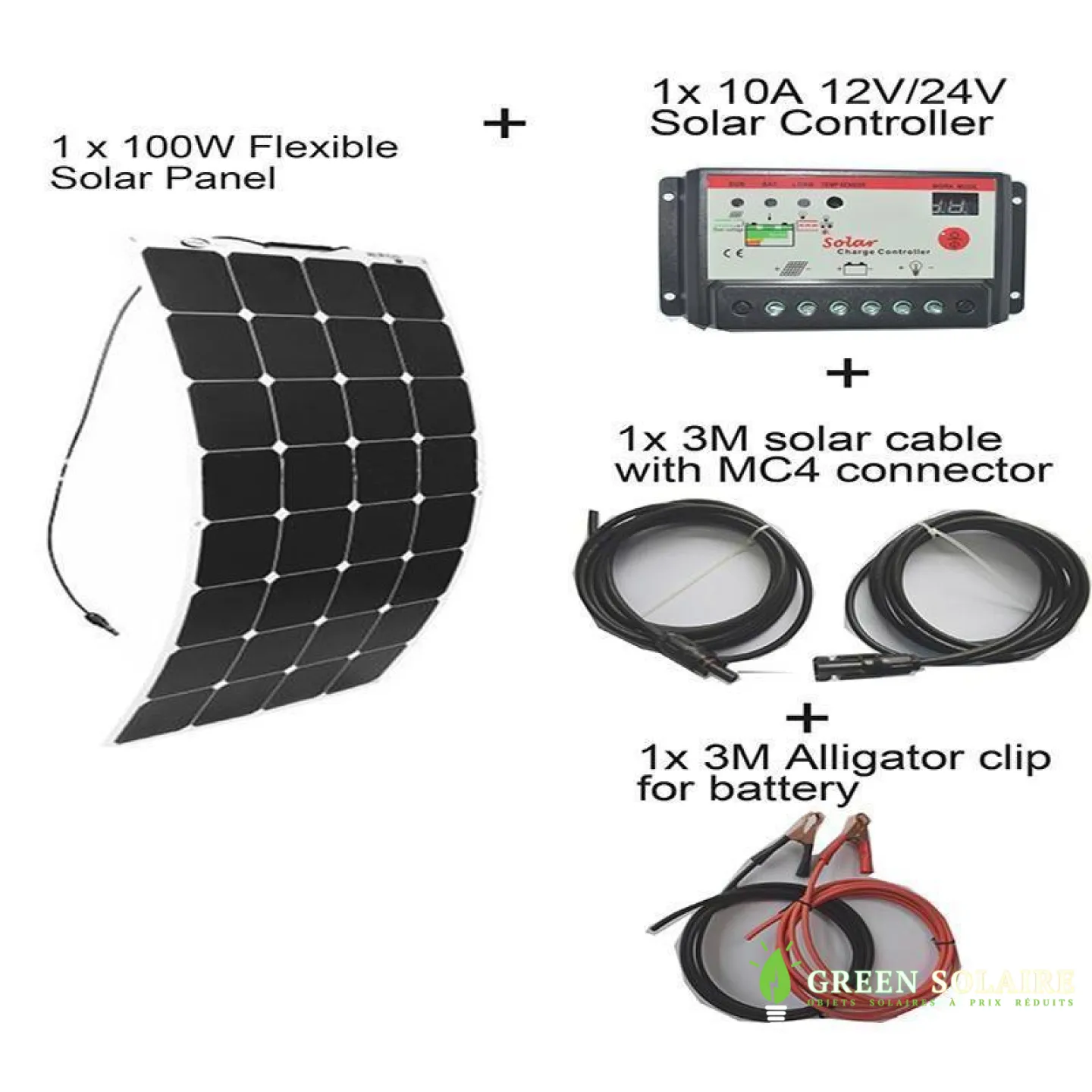 KIT SOLAIRE PANNEAU FLEXIBLE 100W