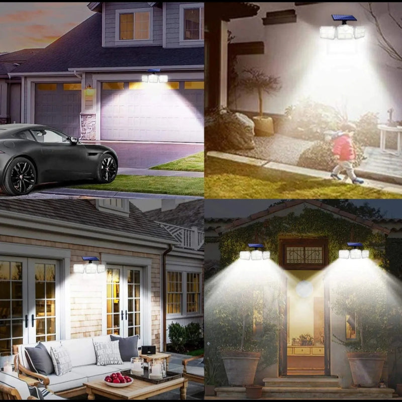 Lampe solaire 3 têtes extérieure LED avec dimensions et télécommande