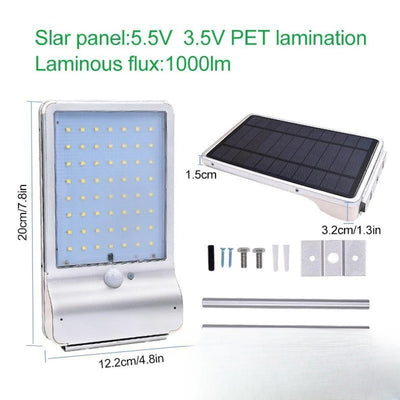 Lampadaire solaire sans fil 1000lm - panneau 5,5V et dimensions