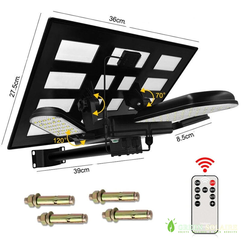 LAMPADAIRE EXTÉRIEUR SOLAIRE PUISSANT AVEC LONGUE AUTONOMIE