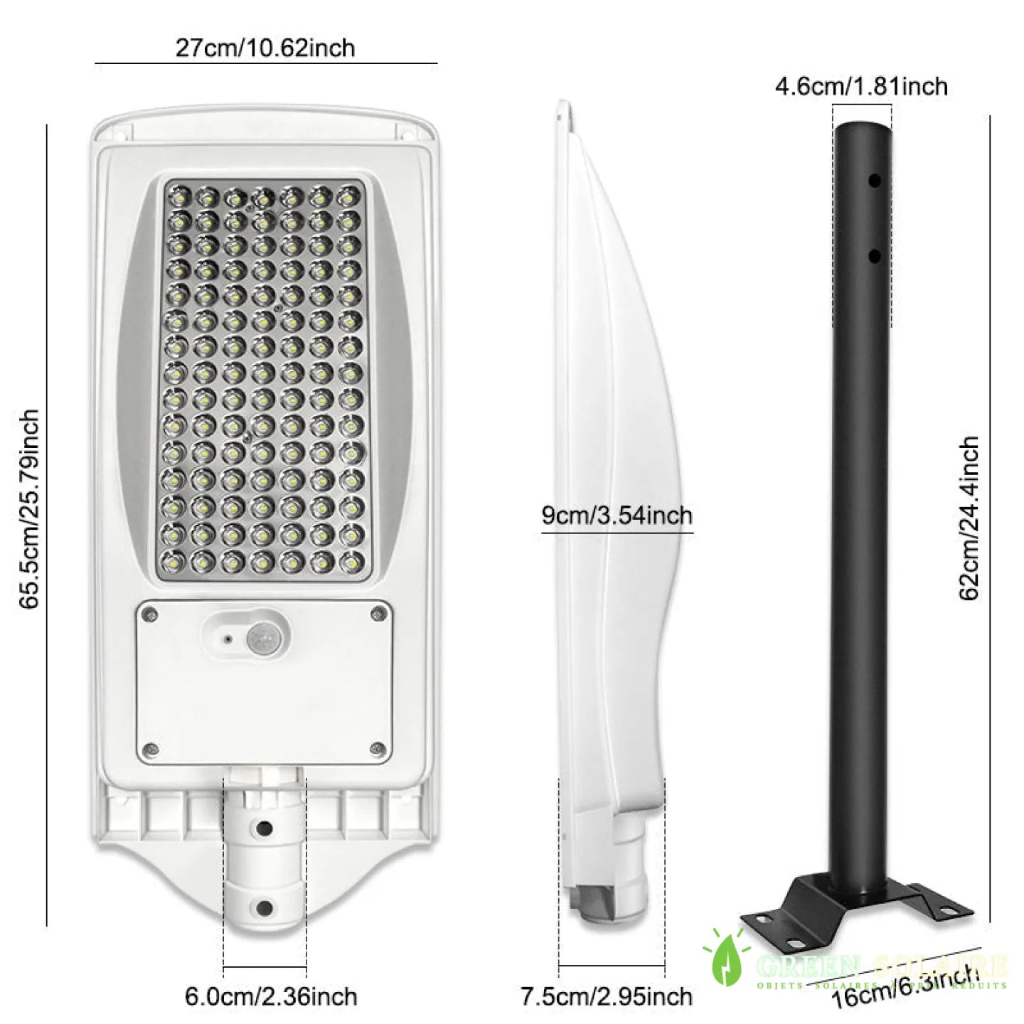 Lampadaire solaire puissant avec mat