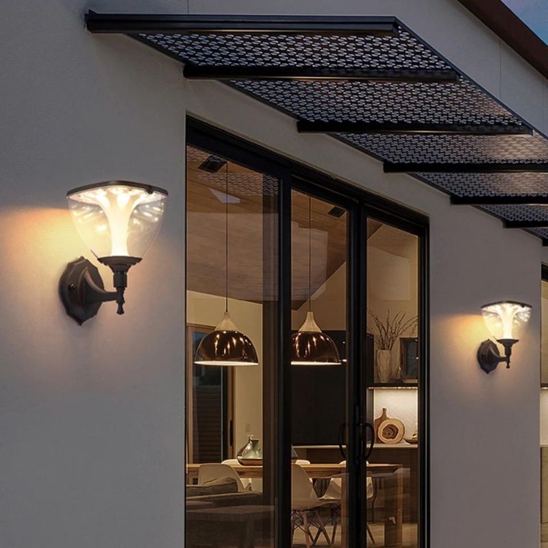 Lampadaire solaire luxe aluminium noir pour jardin