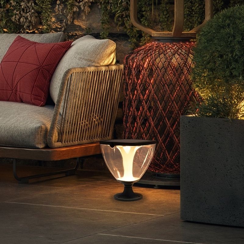 Lampadaire solaire luxe aluminium noir pour jardin
