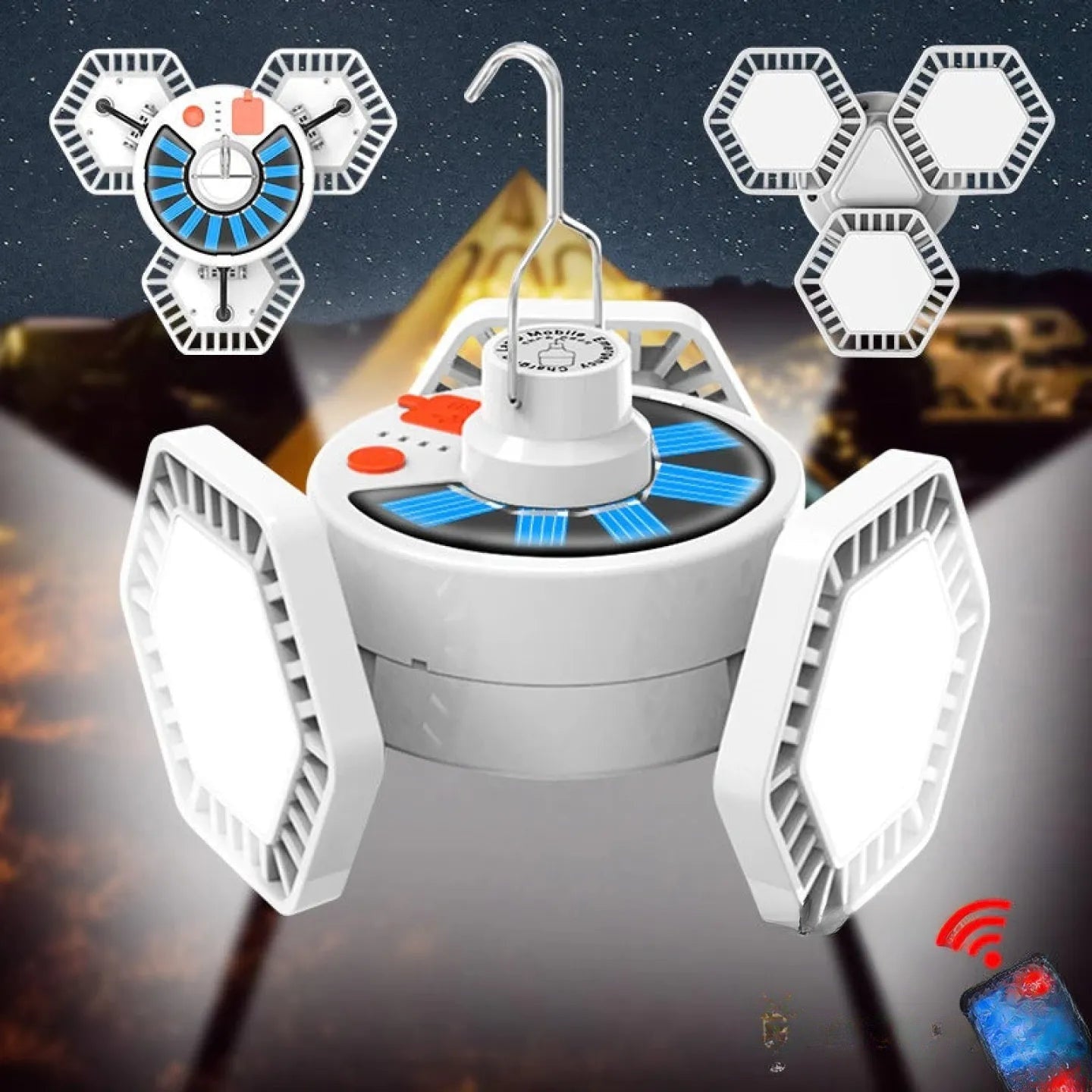 Lampe de camping solaire USB LED avec télécommande