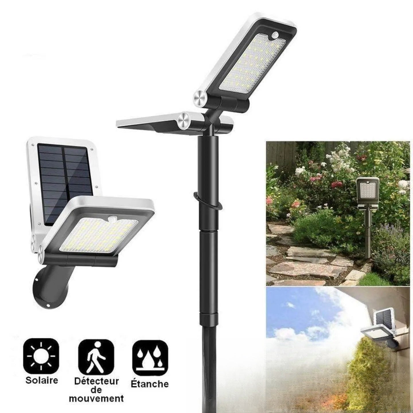 Lampe solaire design LED de jardin extérieur