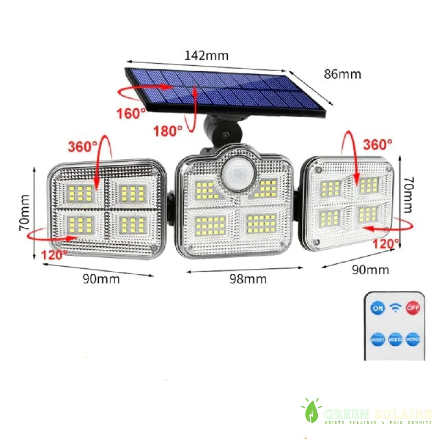 LAMPE SOLAIRE 3 TÊTES