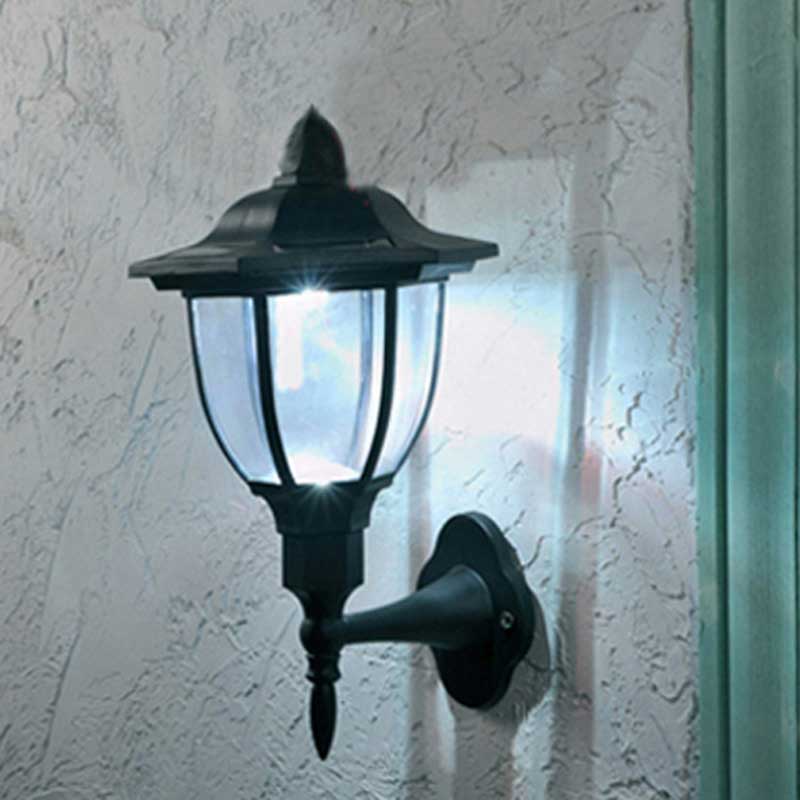 Lampe solaire veilleuse pour abri de jardin design chapeau pointu noir