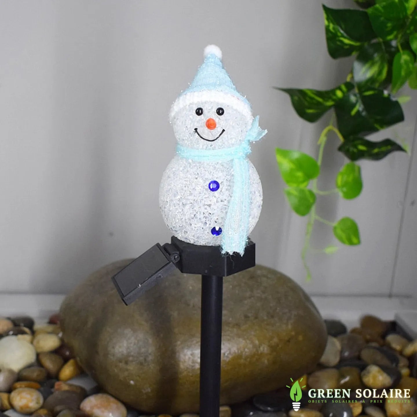 LAMPE SOLAIRE BONHOMME DE NEIGE - BLEU