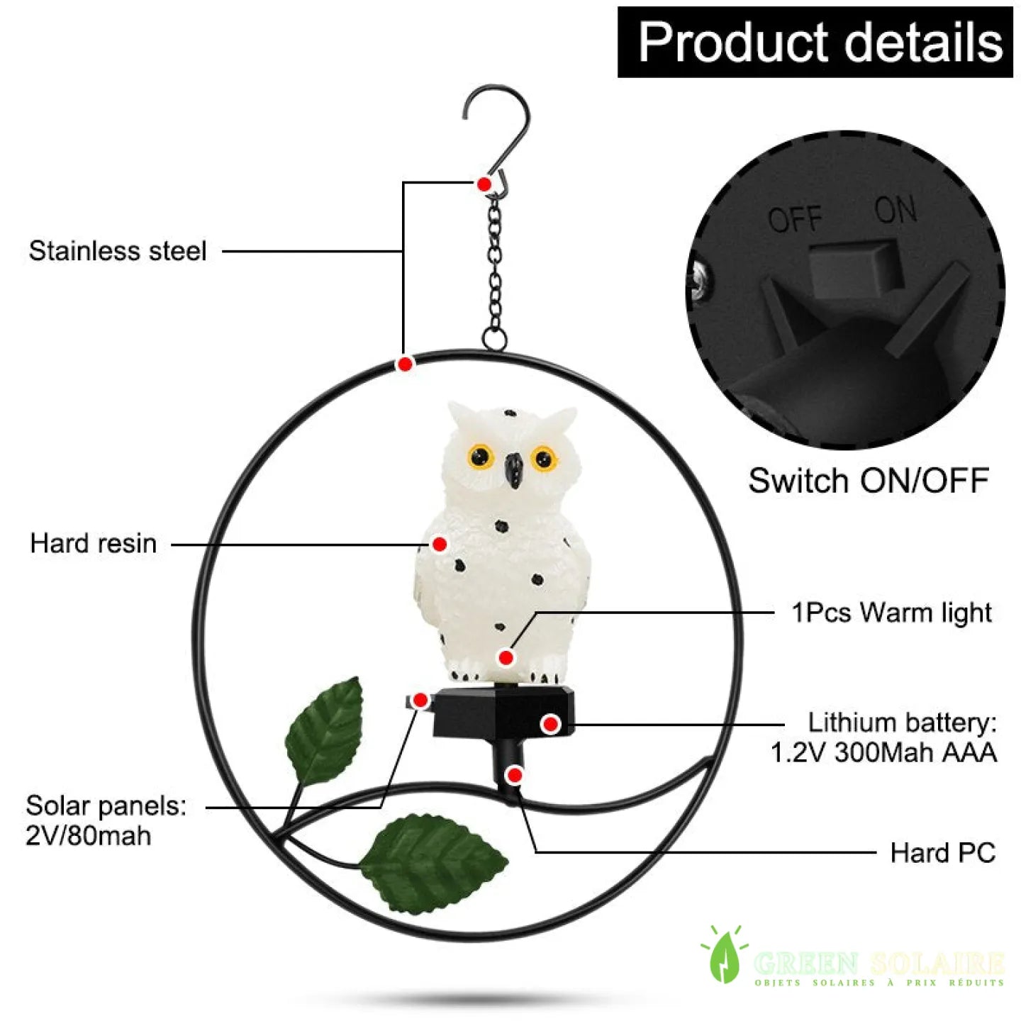 LAMPE SOLAIRE CHOUETTE